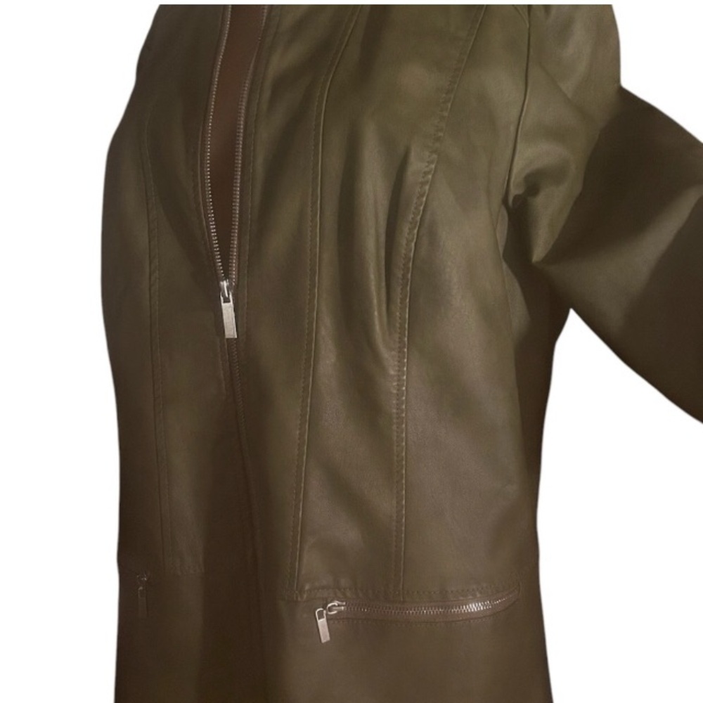 Christopher & Banks Olive Green Leather Jacket Women’s XL